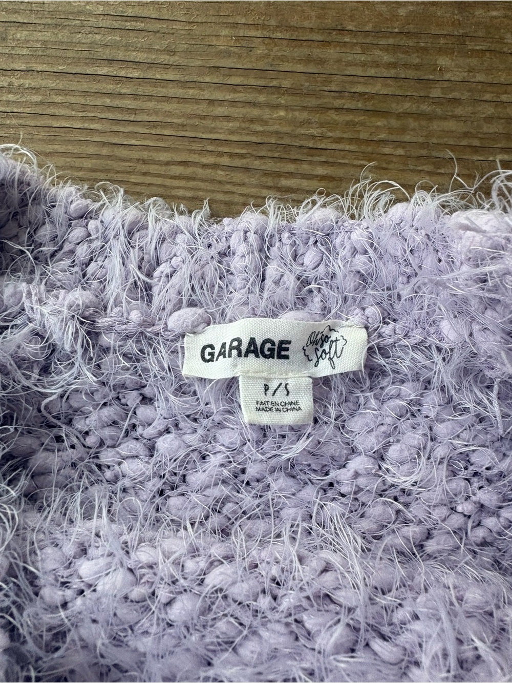 GARAGE Lilac Fuzzy Knit Crewneck Sweater